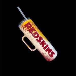 New with Box Custom Handmade Washington Redskins 30 ounce Tumbler with Straw